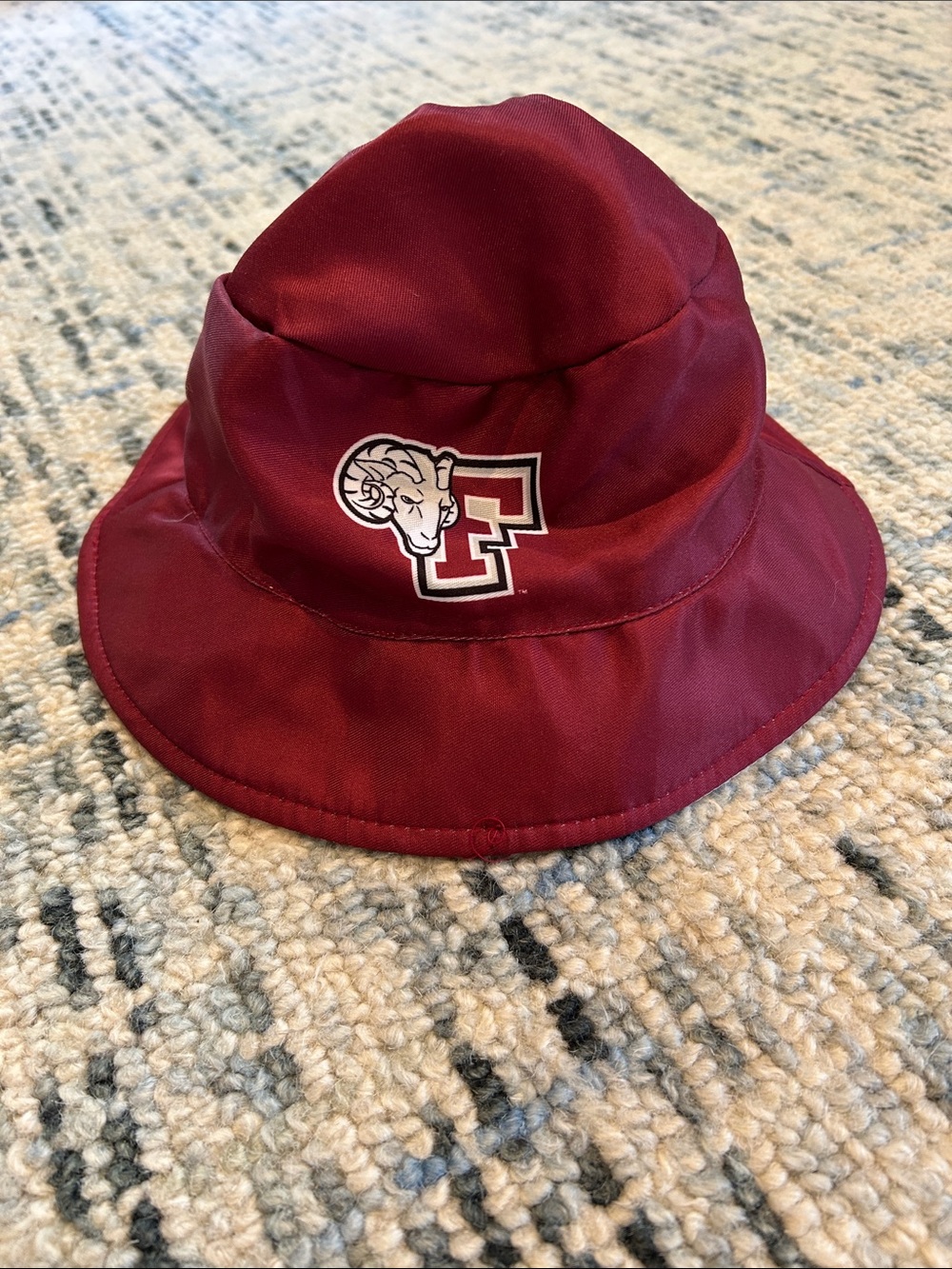 Fordham University reversible Maroon Bucket Hat with Ram Logo